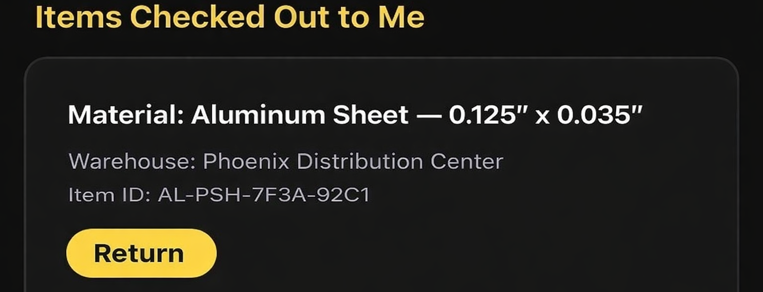 Items checked out to me screen